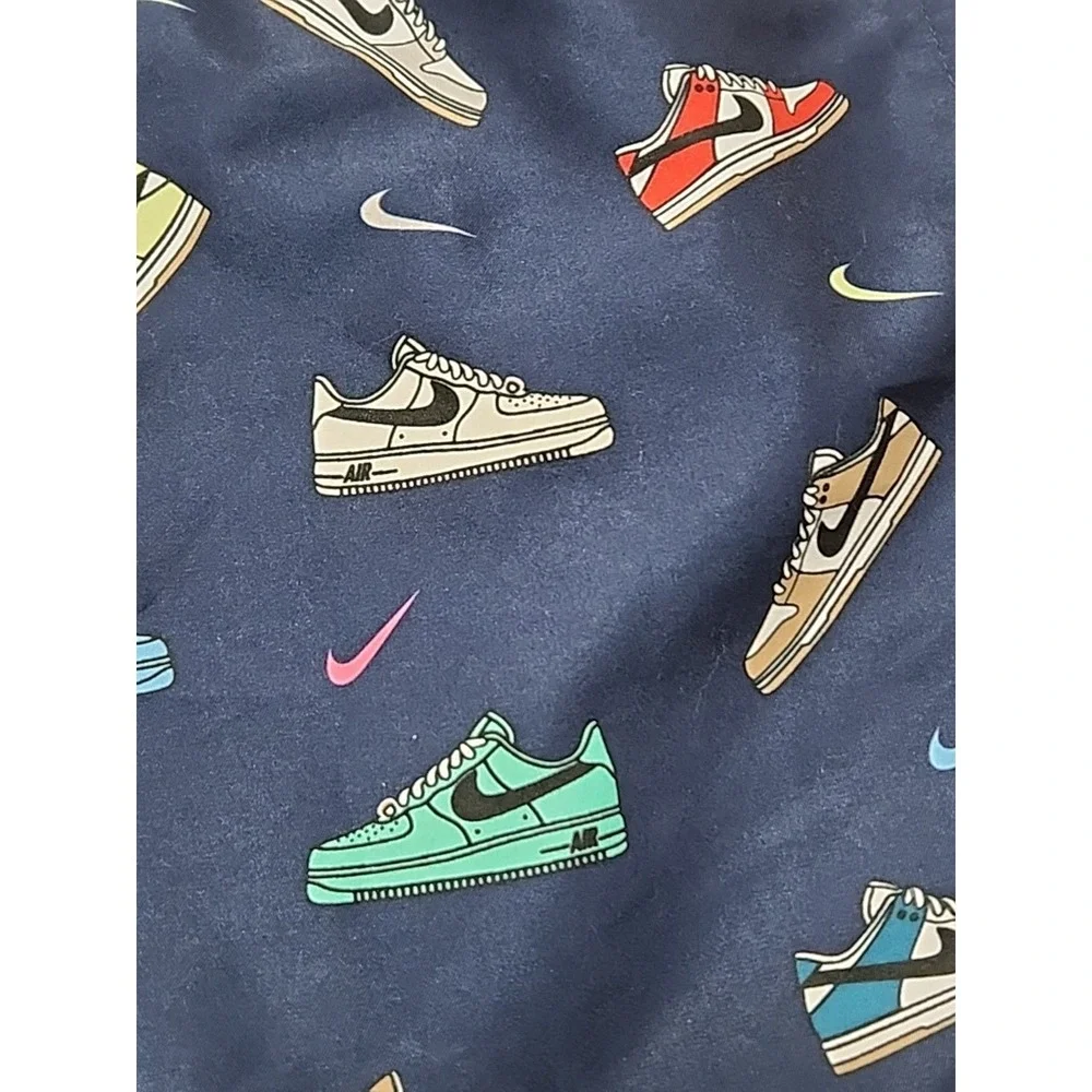 Nike Boys XL Navy Blue Sneaker Print‎ Swim Trunks Mesh Lined NESSF806-400